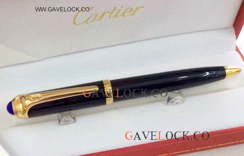 Cartier Pen Roadster Ballpoint - Black Resin & Gold Trim Cartier Pens